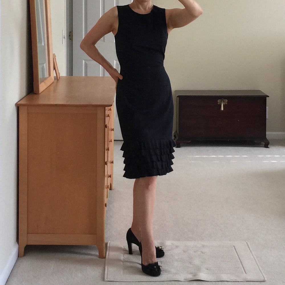NWOT J Crew Ruffle Hem Sheath Dress Black Size 00 - Picture 12 of 15
